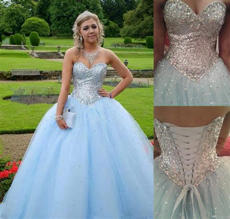 Light Blue Prom Dressball Gown Prom Dressprincess Prom Gownbeaded