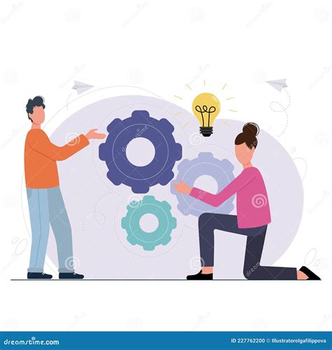 People Turning In Gears Synergy Stock Photography CartoonDealer