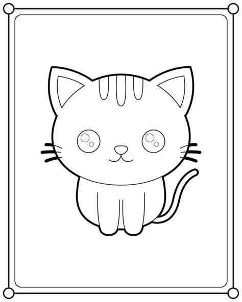 Gato Kawaii Adecuado Para La Ilustración De Vector De Página Para Colorear De Niños 12716836