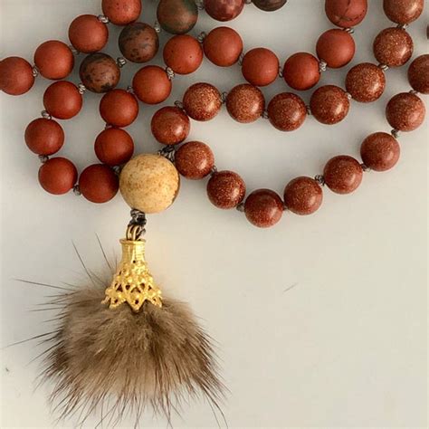 Mala Red Lightning Jaspers Necklace Etsy