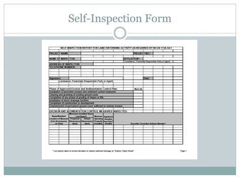 Erosion Control Inspection Form