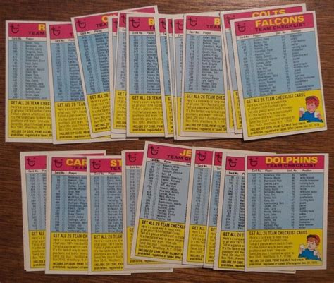 1974 Topps Football Team Checklist Complete Set Of 26 NFL EBay In