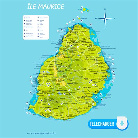 Votre carte touristique de lîle Maurice en PDF de haute qualité à