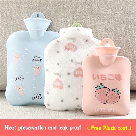 Hot Water Bag With Plush Cloth Hot Compress Stomach Hot Water Bag Lovely Water Filling Bag