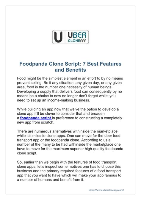 PPT Foodpanda Clone Script 7 Best Features And Benefits PowerPoint