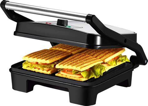 Ikich Temperature Control Panini Press 4 Slice Sandwich Maker