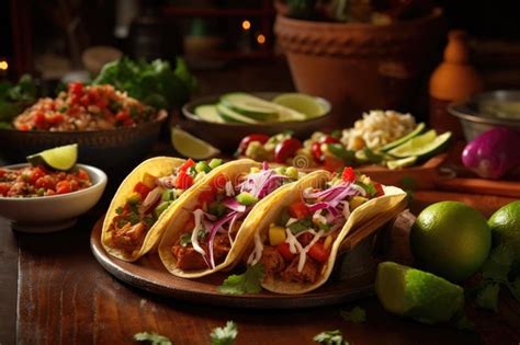 Flavorful Mexican Tacos With Bold And Zesty Flavors Ai Generated Stock