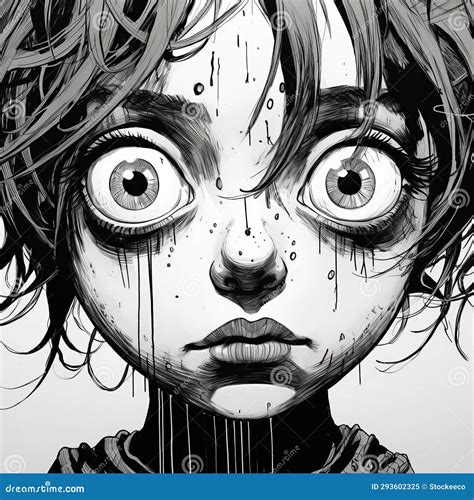 Dark and Disturbing Horror Artwork: Noir Comic Style with Messy Hair