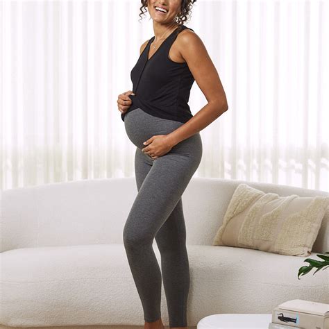 Basic Essential Cotton Maternity Leggings Charcoal Angel Maternity Australia