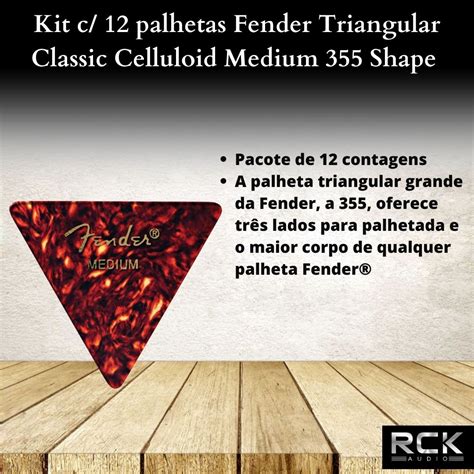 Kit C Palhetas Fender Triangular Classic Celluloid Medium Shape