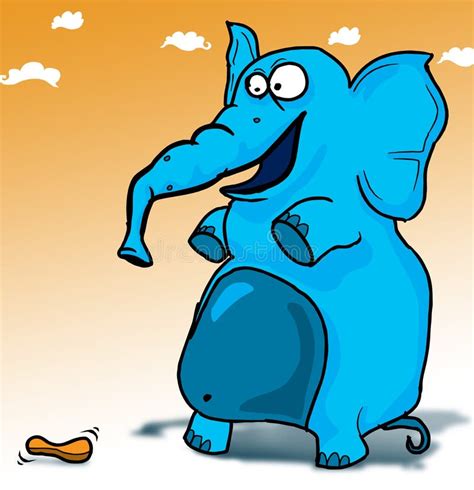 Elefante Azul Con El Cacahuete Stock de ilustración Ilustración de