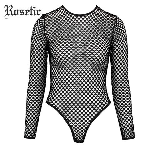 Rosetic Gothic Bodysuits Women Hollow 2018 Spring See Through Shorts