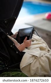 Naked Baby Holding Tablet Stroller Stock Photo 1876272610 Shutterstock