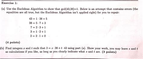 Solved A Use The Euclidean Algorithm To Show That