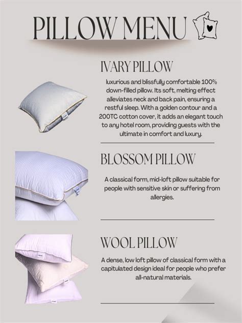 Pillow Menu Pdf