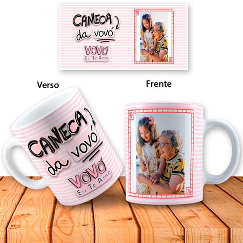 Kit 2 Canecas Porcelana Foto Presente Vovô e Vovó Elo7