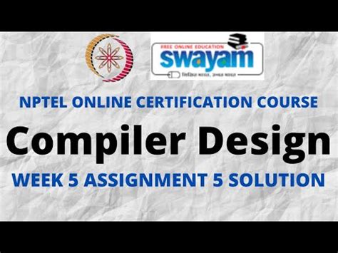 Compiler Design Nptel Week Assignment Solution Jan Youtube