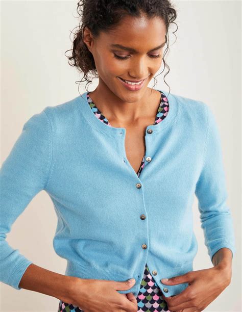 Cashmere Crop Cardigan Lomond Blue Boden Womens Cardigans NicDeGrootArt