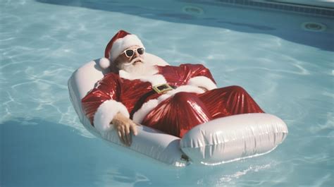 Premium Ai Image Santa Claus On Vacation In The Pool Rest For Christmas