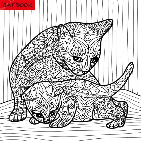 Kot Matka I Jej Kotka Kolorowanka Dla Dorosłych Zentangle Kot