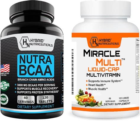 Hybrid Nutraceuticals Miraclemulti Liquid Multivitamin Capsules Nutra Bcaa 3000mg