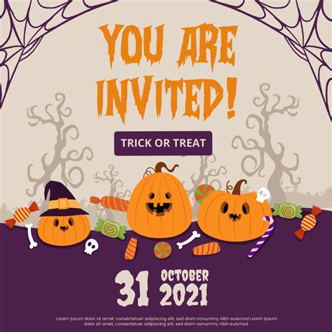 Free Halloween Party Invite Vector Template Edit Online And Download