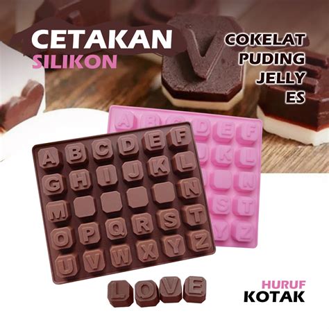 Jual Cetakan Silikon Puding Coklat Silikon 30 Grid Huruf Bentuk