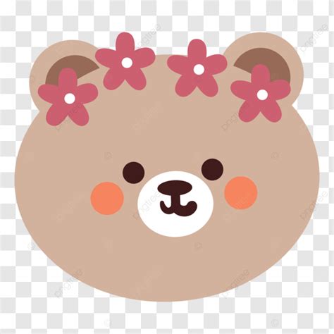 Cute Hand Drawn Cartoon Bear Wearing Flower Crown Vector Bear Drawing