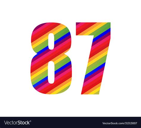 Number Rainbow Style Numeral Digit Colorful Vector Image