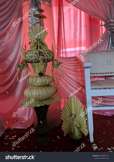stage wedding decoration  kembar mayang stock photo