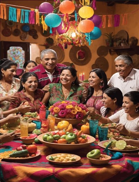 Famille Mexicaine R Unie Autour D Une Table Traditionnelle Entour E De