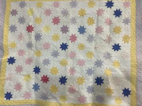 Lot Vintage C1930 Lemoyne Star Crib Quilt