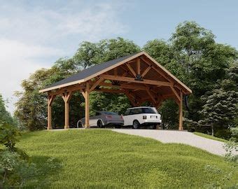 Timber Frame Carports Plan X Wood Pavilion Blueprints