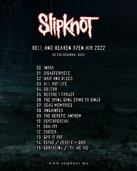 Slipknot M Xico On Twitter Este Fue El Setlist De Slipknot En El Hell