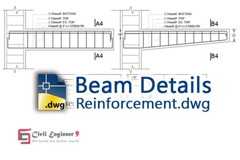 Beam Reinforcement Details In AutoCAD | DWG & PDF