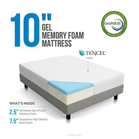 Lucid Inch Memory Foam Mattress Dual Layered Certipur Us Certified