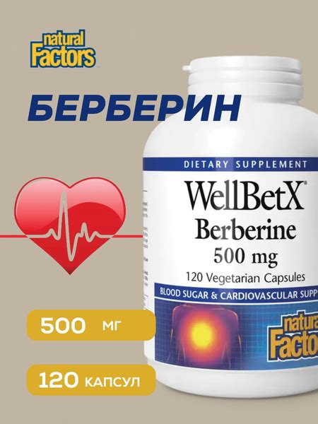 WellBetX, берберин, 500 мг, 120 вегетарианских капсул - купить с ...