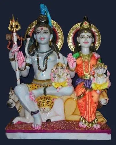 Painted Hindu Shiv Parvati Marble Statue For Worship Size Feet At