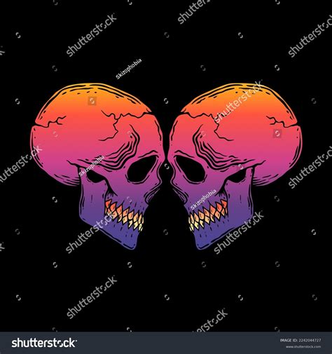 Skull Couple Art Illustration Hand Drawn Stock Vector (Royalty Free ...