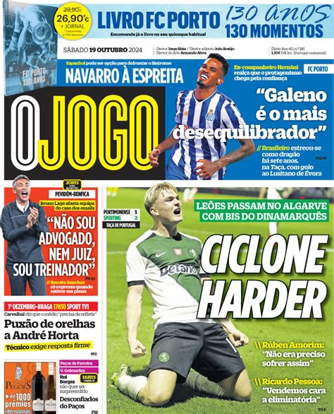 Capa Jornal O Jogo Outubro Capasjornais Pt