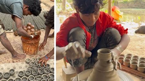 छट चय क बरतन बनन क कल Small Clay Pots Factory How To Make