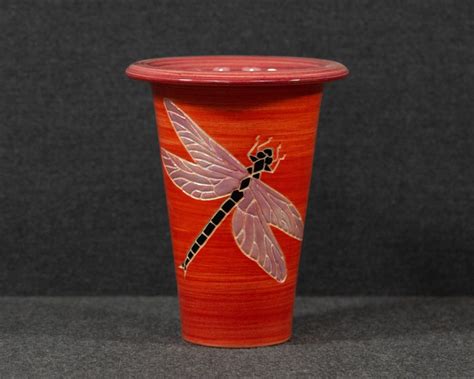 A Vintage Sally Tuffin For Dennis Chinaworks Red Dragonfly Vase Etsy