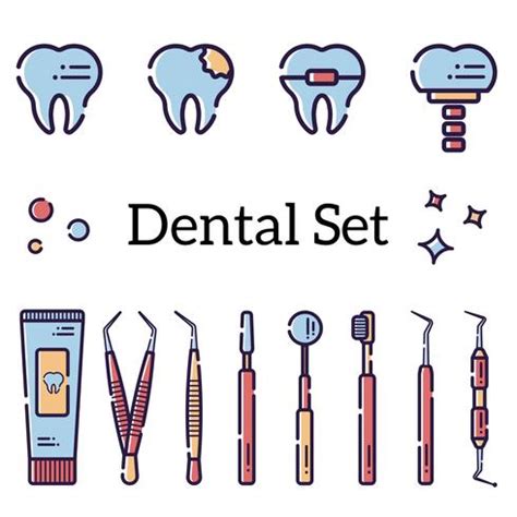 Flat dental instruments set 587934 Vector Art at Vecteezy