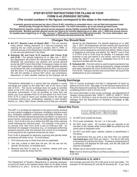 Form G 45 Ot Fill Out Sign Online And Download Printable Pdf Hawaii Templateroller