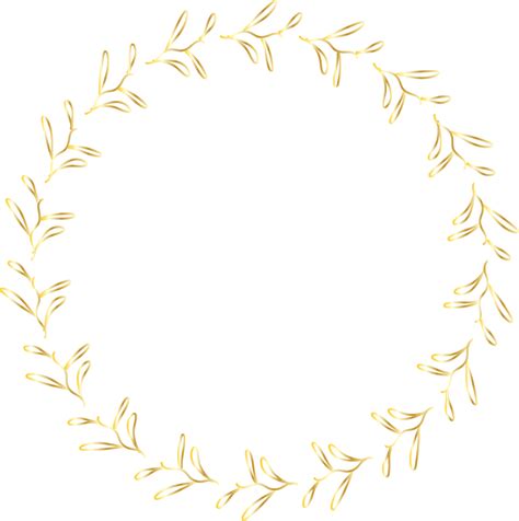 Decorative Round Gold Leaves Frames Hand Drawn Vintage Laurel Wreath