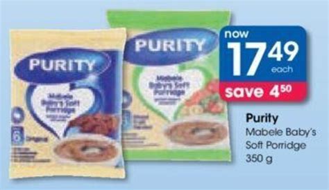 Purity Mabele Babys Soft Porridge 350 G Offer At Clicks