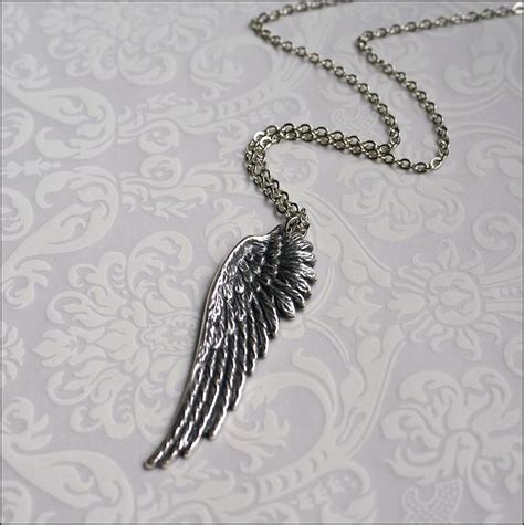 Angel Wing Necklace-silver Wing DETAILED Pendant-remembrance - Etsy