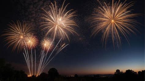 Beautiful Fireworks Festival Show Celebration On The Sky At Night Time