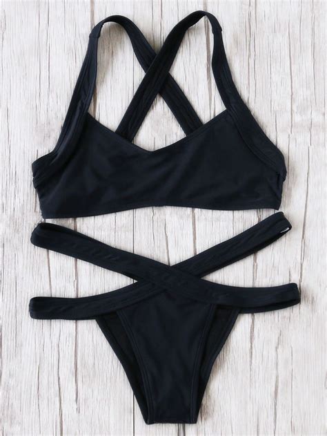 Black Criss Cross Detail Sexy Bikini Set Bikini Set Sexy Bikinis Sexy Bikini