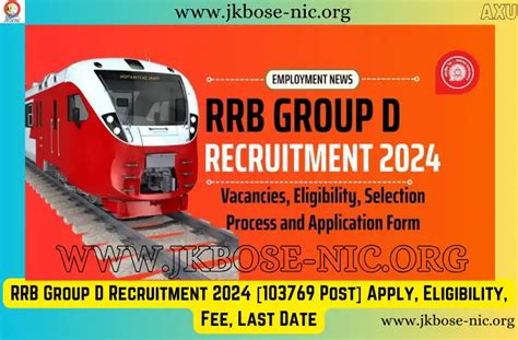 RRB Group D Recruitment 2024 103769 Post Apply Eligibility Fee